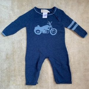Lucky Jade cashmere/cotton motorcyle onesie